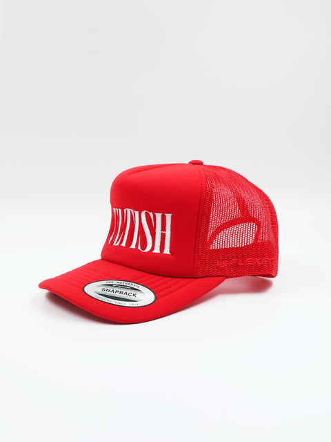 Red Embroidered Logo Trucker