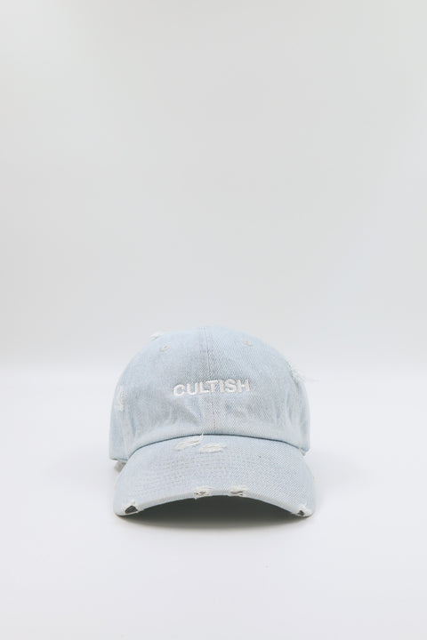 Denim Distressed Staple Baseball Cap