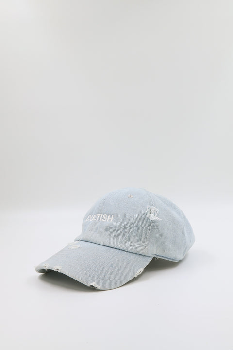 Denim Distressed Staple Baseball Cap