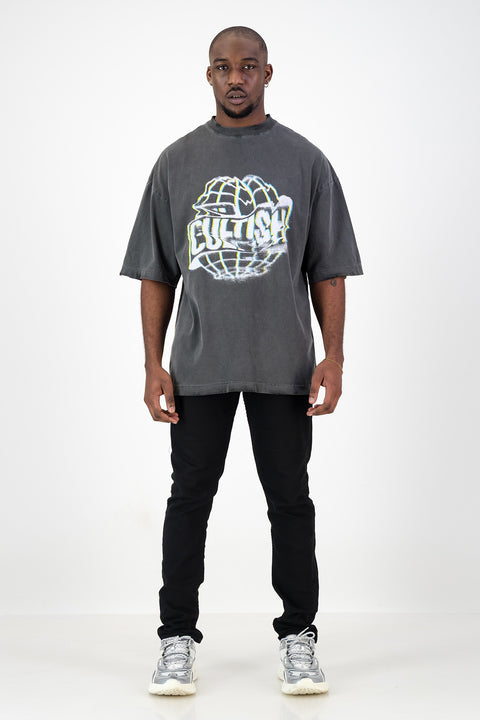DISTORTION WASHED OVERSIZED T-SHIRT