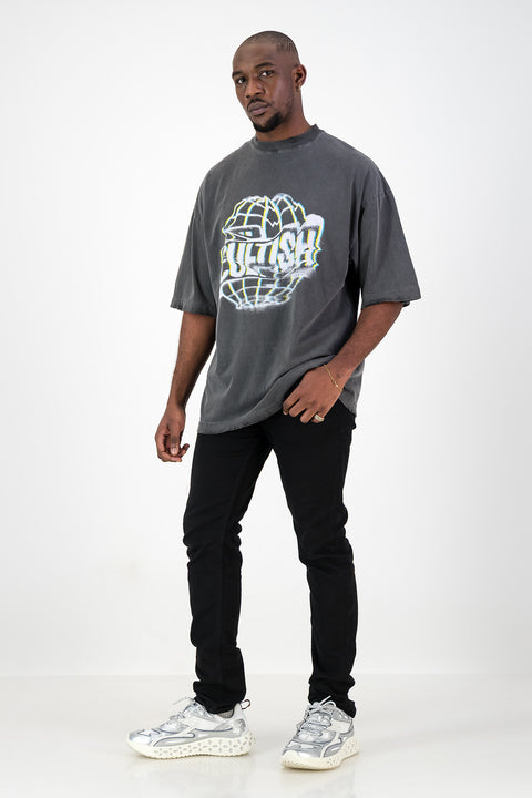 DISTORTION WASHED OVERSIZED T-SHIRT