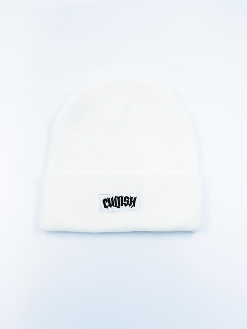 Punk Patch White Beanie