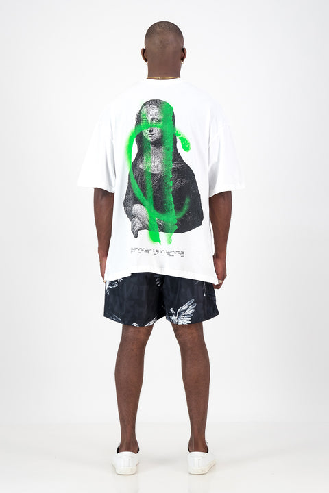 B/W Mona Lisa Protest Oversized T-Shirt