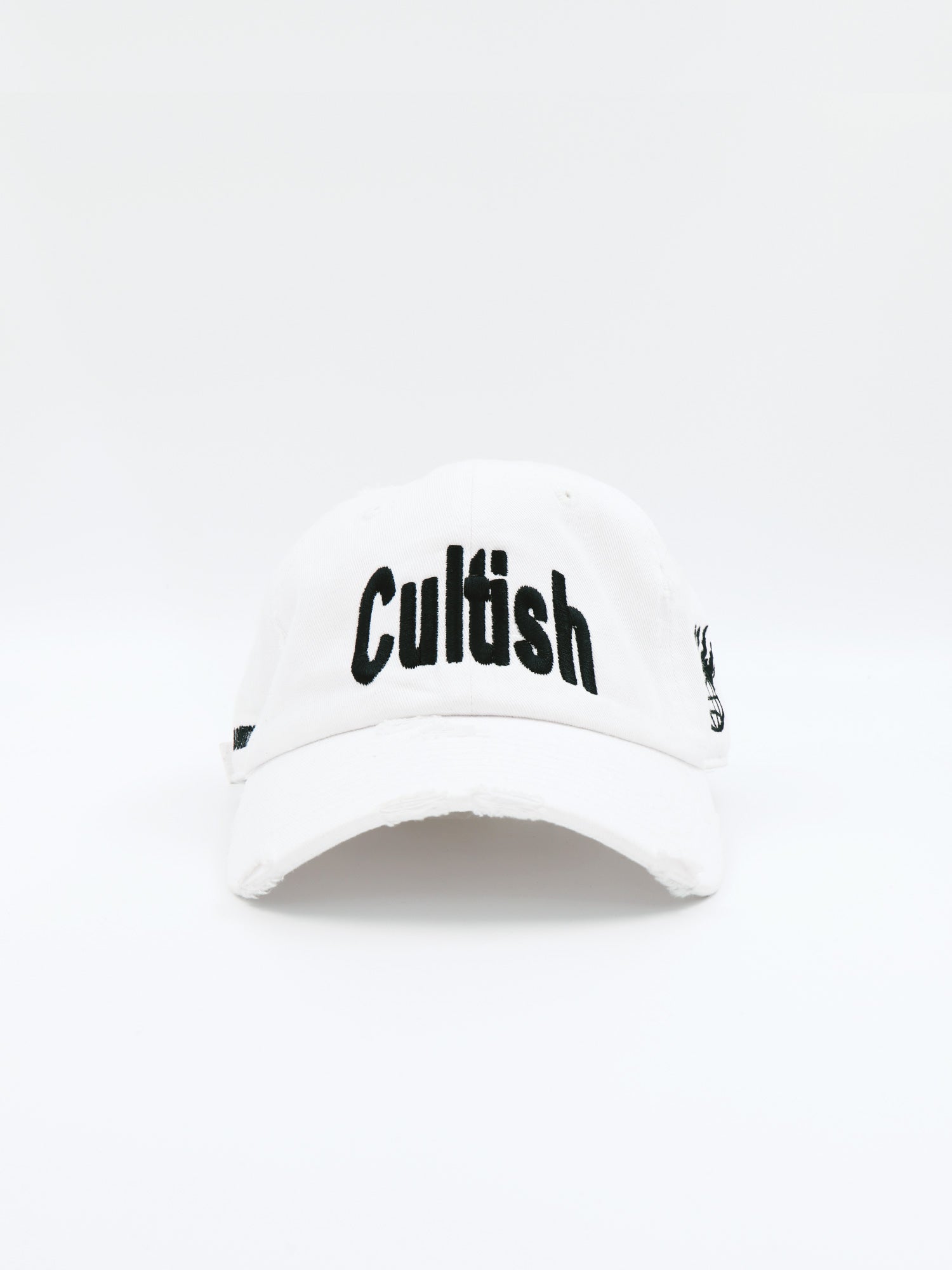 WW Distressed Baseball Cap WHT Cultish