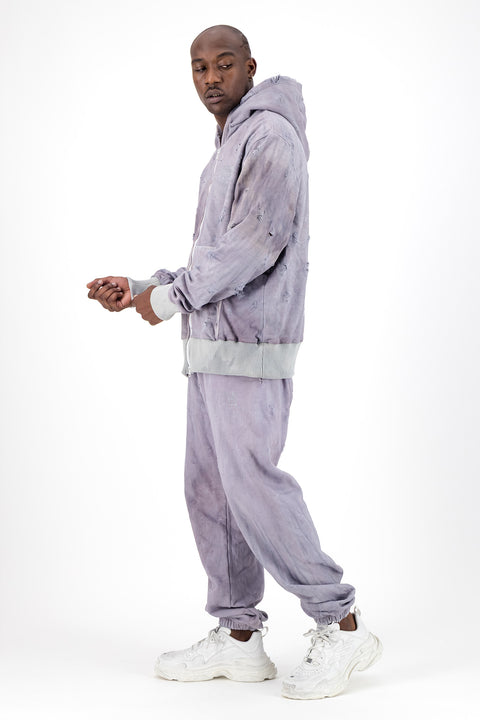 PUBLIC SYSTEM DESTROYED ZIP-UP HOODIE