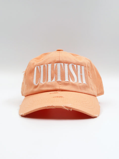 Peach Distressed Baseball Cap