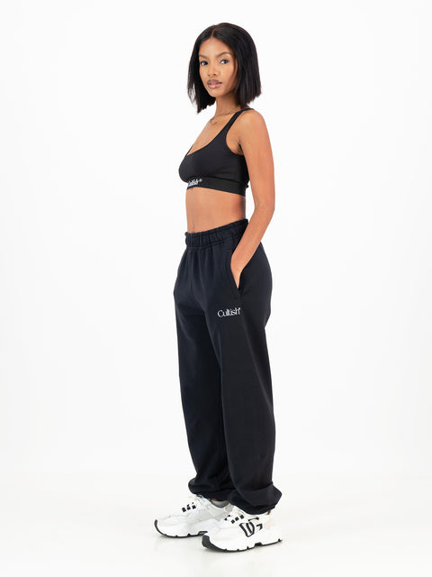 Black Refined Logo Sweatpants