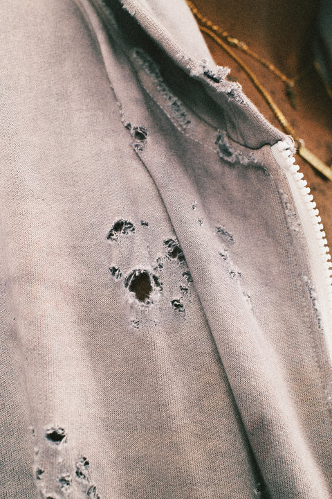 PUBLIC SYSTEM DESTROYED ZIP-UP HOODIE