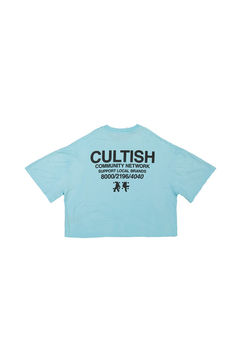 Overdyed Network Oversized Cropped T-Shirt