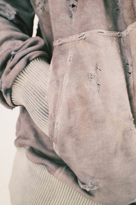 PUBLIC SYSTEM DESTROYED ZIP-UP HOODIE