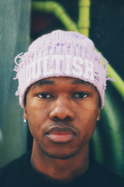 VIOLET VARSITY BEANIE