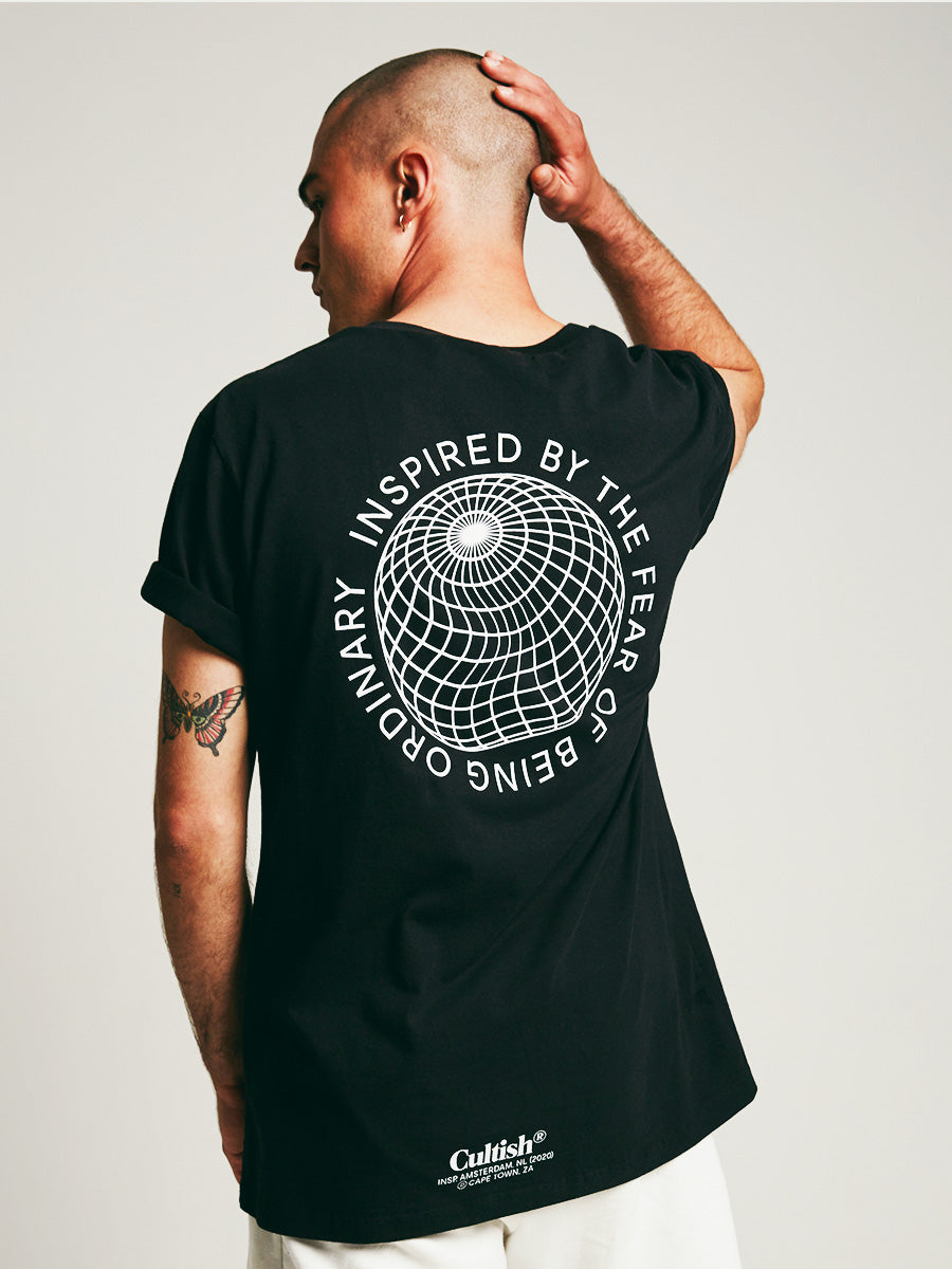 Black Warped Globe R/F T-Shirt