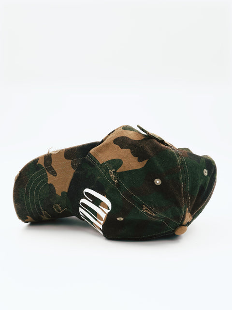 Camo Distressed Baseball Cap