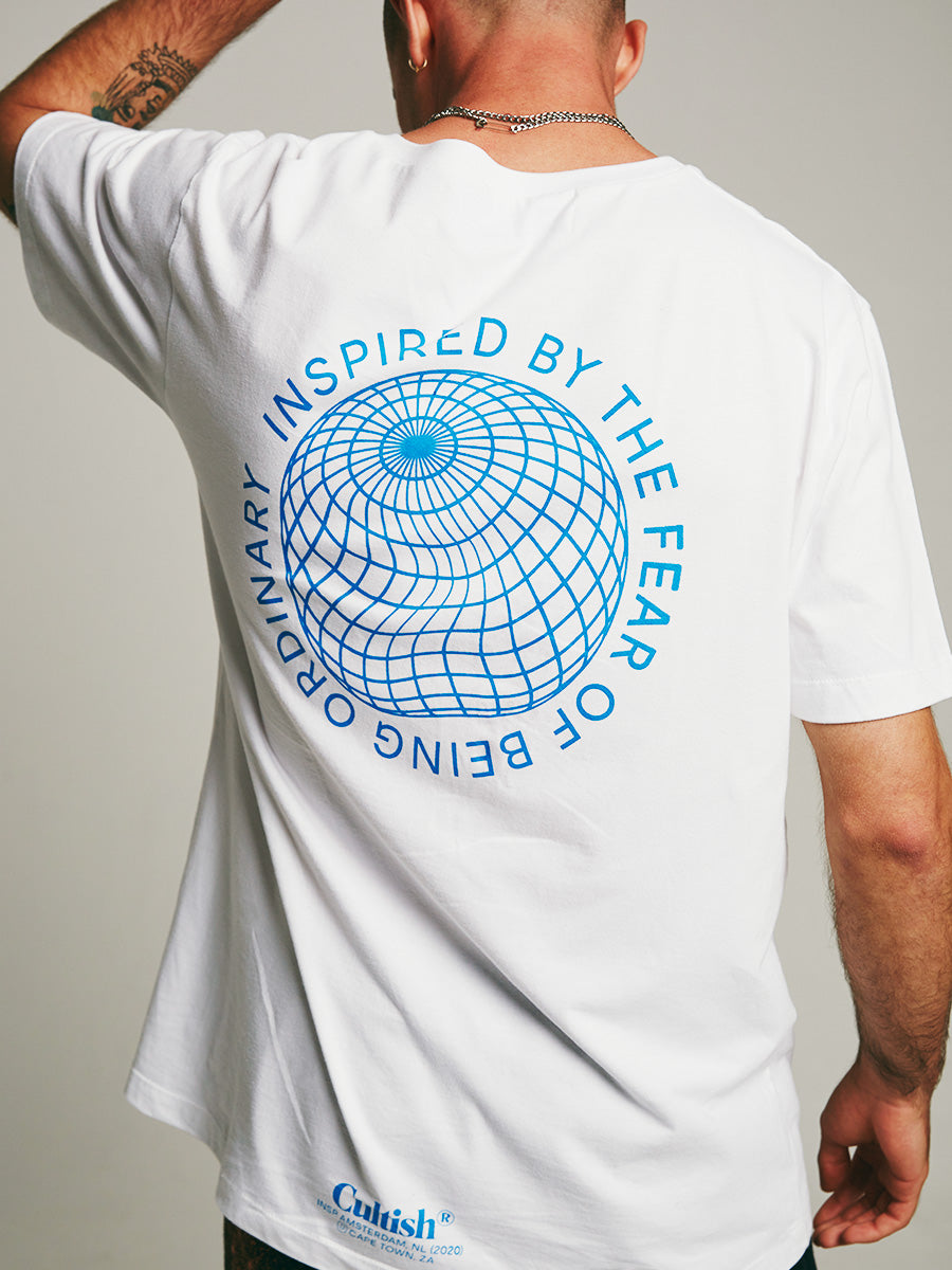 White Warped Globe R/F T-Shirt