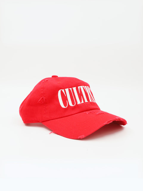 Red Distressed Baseball Cap