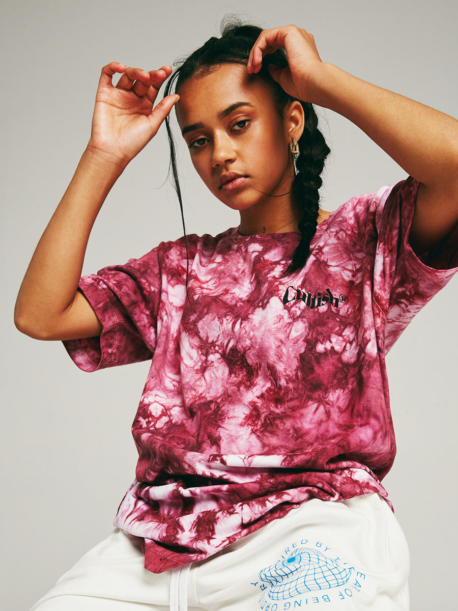 Exclusive Cerise Tie-Dye Stacked C® Logo R/F T-Shirt
