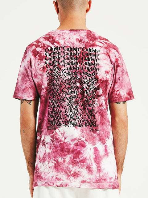 Exclusive Cerise Tie-Dye Stacked C® Logo R/F T-Shirt