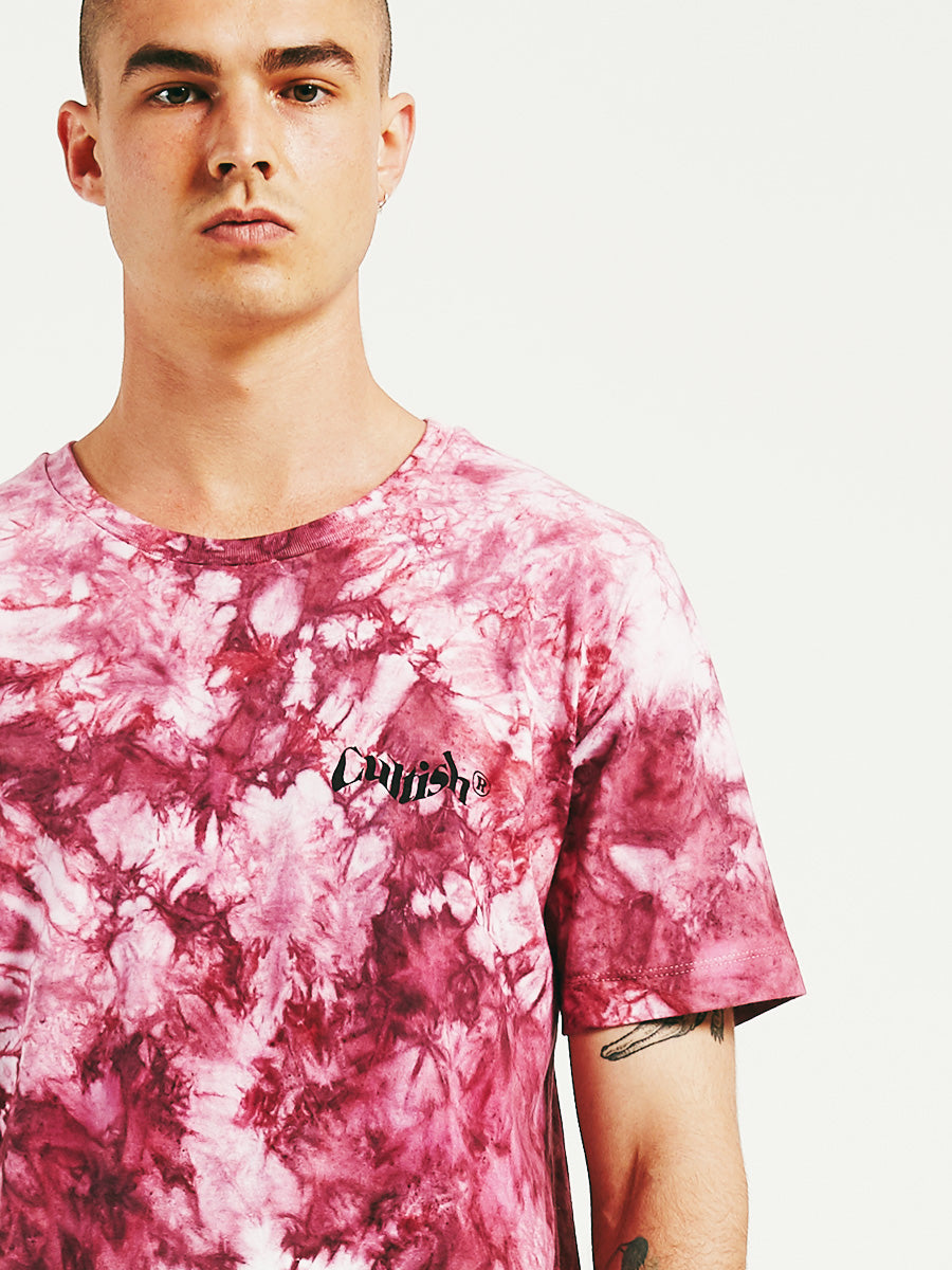 Exclusive Cerise Tie-Dye Stacked C® Logo R/F T-Shirt
