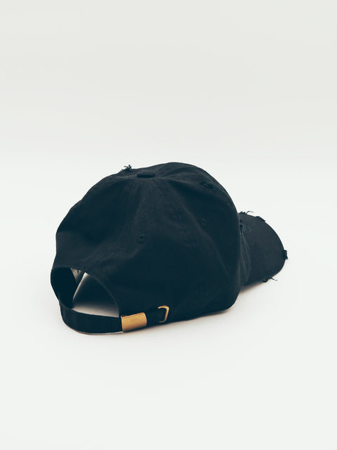 Black Distressed Baseball Cap