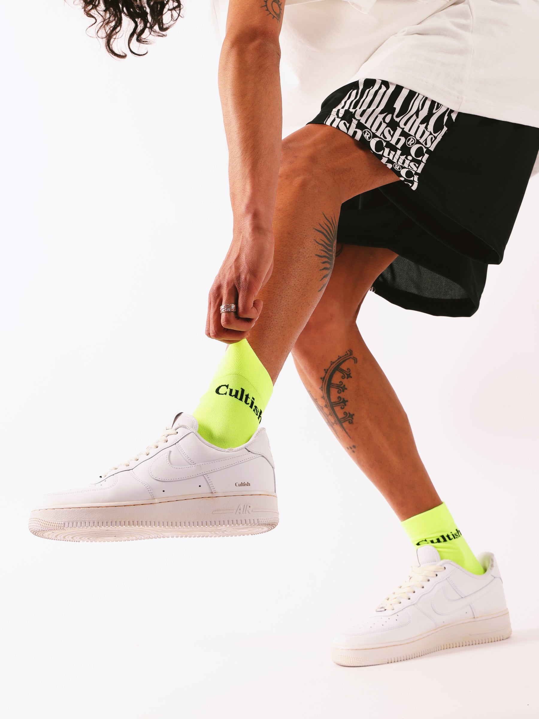 Neon-Green Crew Socks
