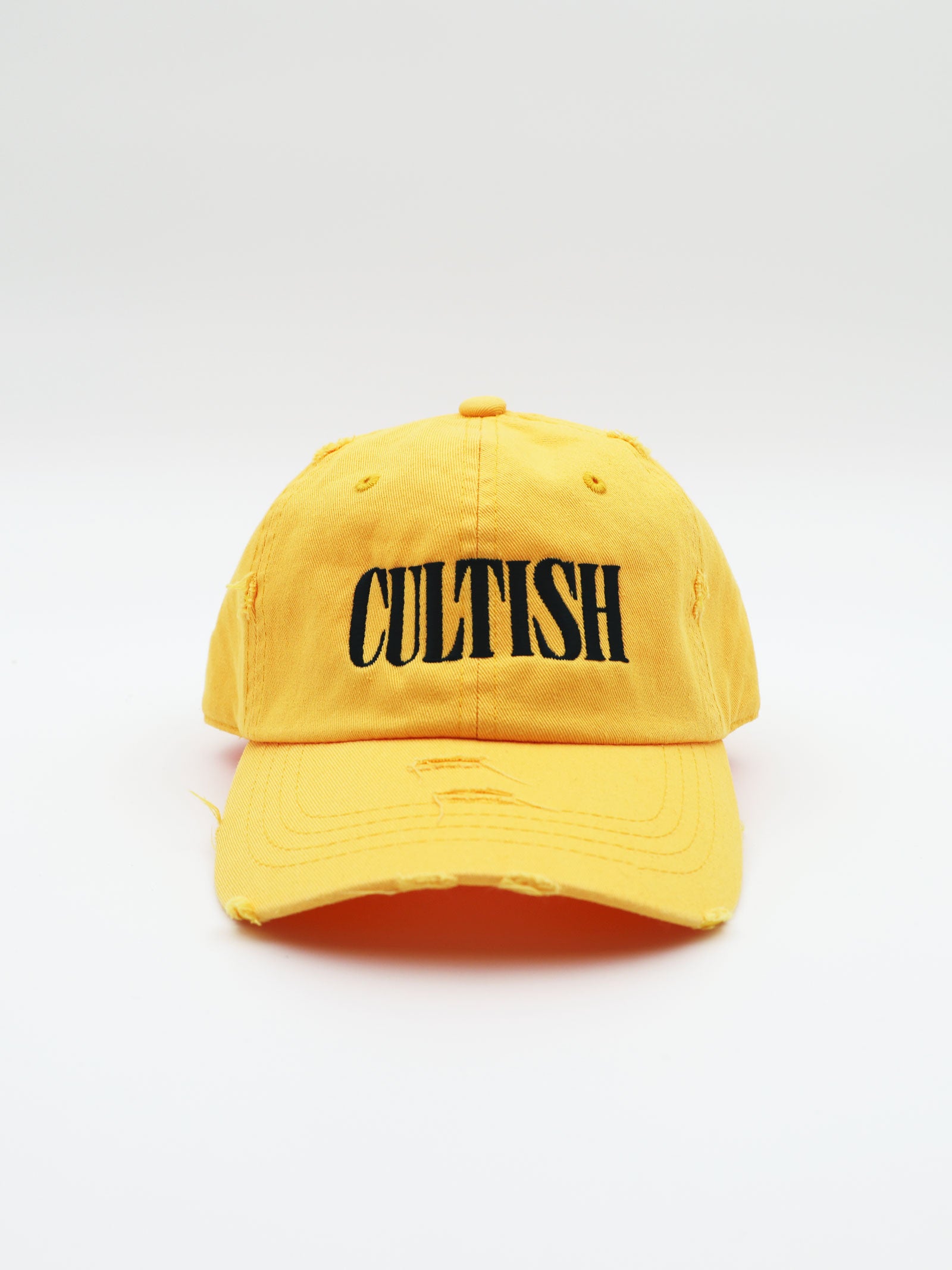 Yellow Distressed Baseball Cap