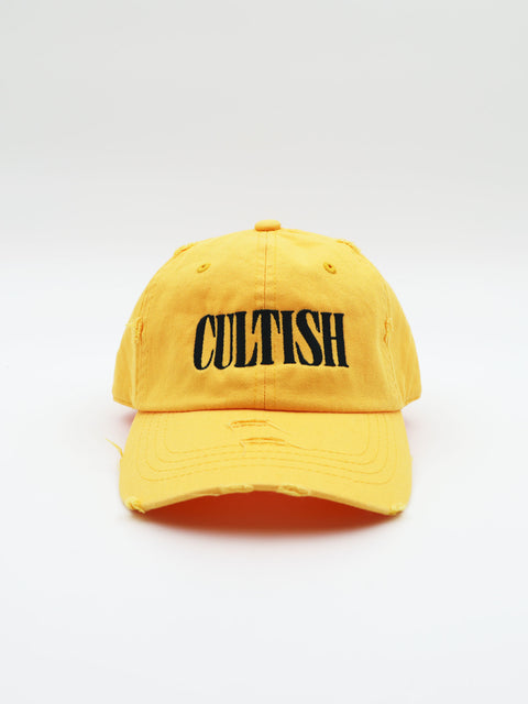 Yellow Distressed Baseball Cap