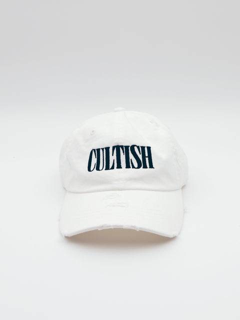 White Distressed Baseball Cap