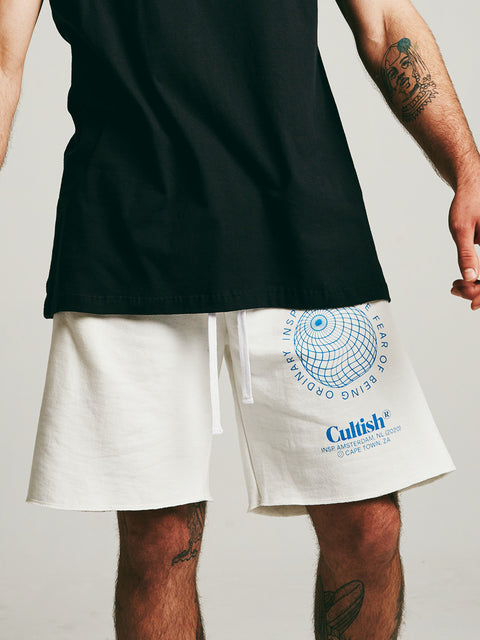 Stone Warped Globe Sweatshorts