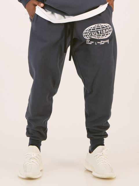 Grey Globe Logo Sweatpants